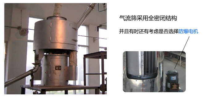 氣流篩采用全密閉結構并且有時還有考慮是否選擇防爆電機。